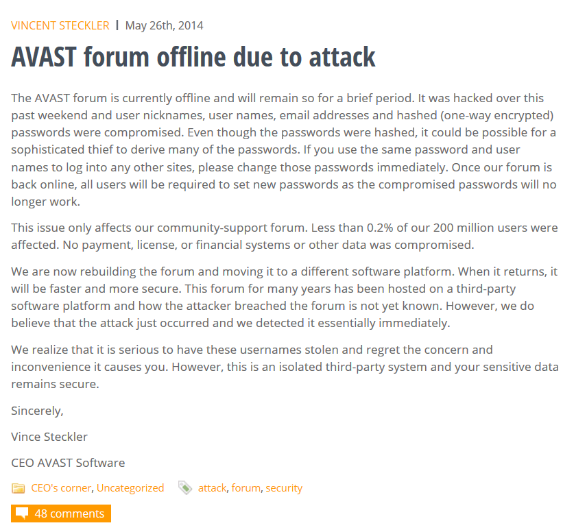 Avast hack response blog post