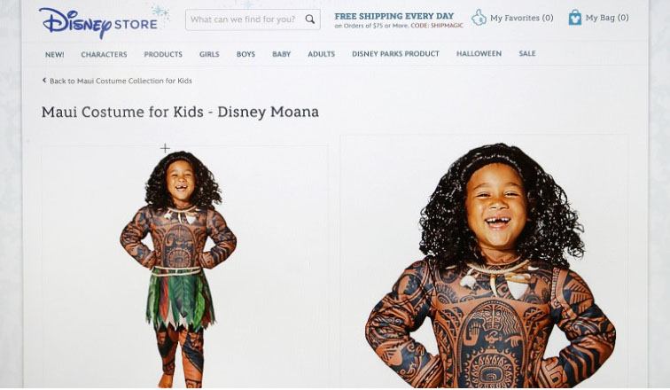 Disney Moana Maui offensive costume screenshot