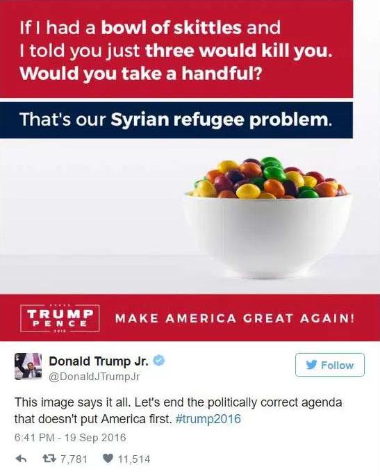 Trump Jr Skittles pic post tweet