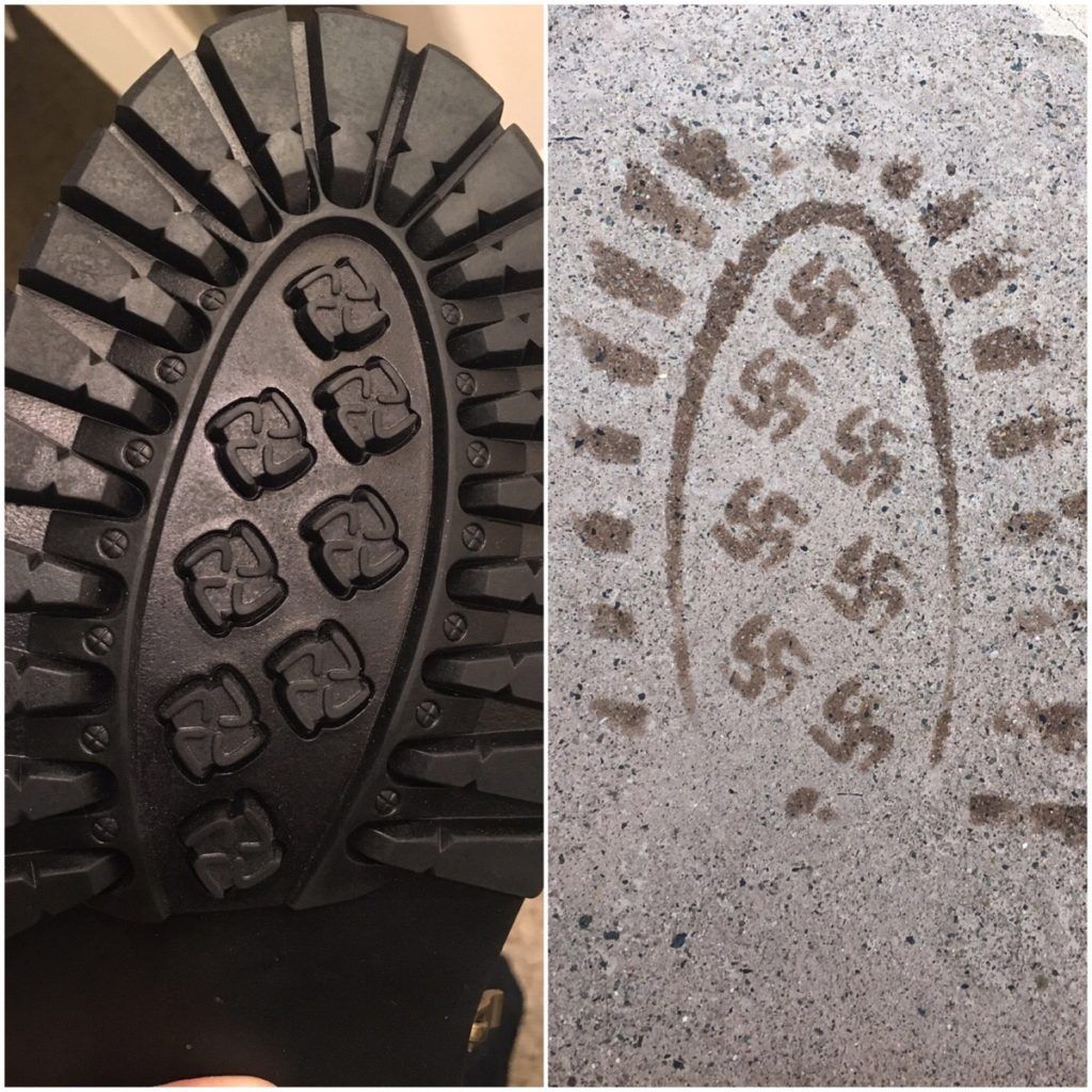 swastika boot soles prints